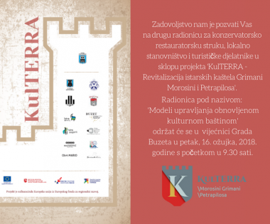 Grad Buzet - Poziv na radionicu: Modeli upravljanja obnovljenom kulturnom baštinom - projekt KulTERRA