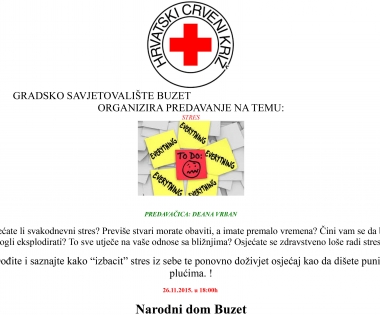 Grad Buzet - Stres vas ubija â€“ doslovno? Dođite na predavanje!